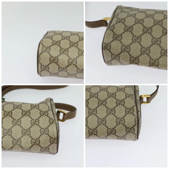 GUCCI GG Supreme Web Sherry Line Bag PVC Beige Gold - Picture 16 of 16